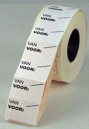 Afbeeldingen van Van/Voor etiket 26x16 mm, Wit, Permanent