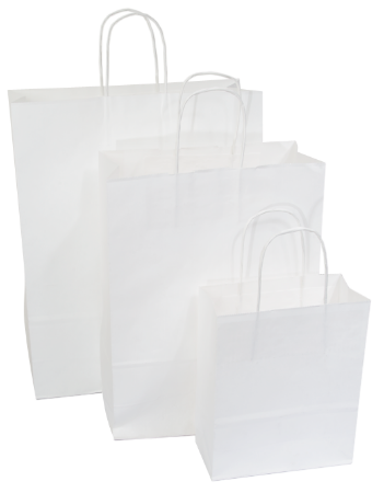Afbeeldingen van Papieren draagtassen wit 26+12x35cm twisted handvat - 250stuks
