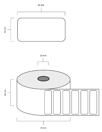 Afbeeldingen van Thermische etiketten 56 x 25 mm, afneembaar (thermo eco)