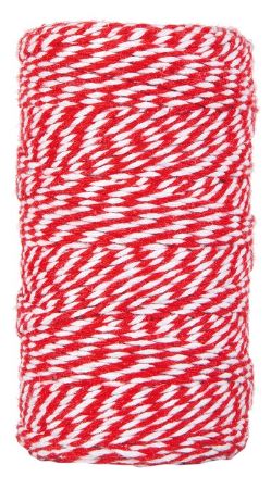 Afbeeldingen van Katoenen koord 2mm 100m, Rood/Wit