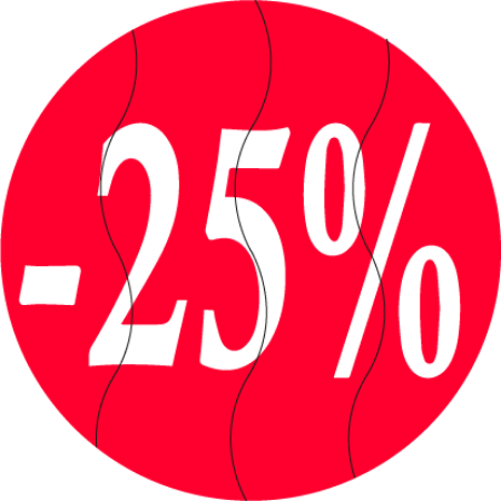 Afbeeldingen van Kortingssticker -25% 35mm, anti-diefstal