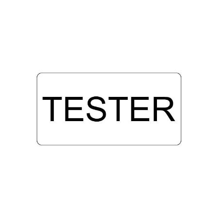 TESTER stickers wit/zwart permanent