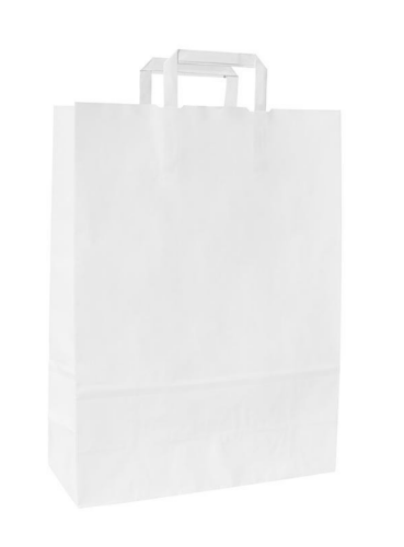 Papieren tas flat handle, Wit (32+12x41cm) Papieren tas flat handle, Wit (32+12x41cm)