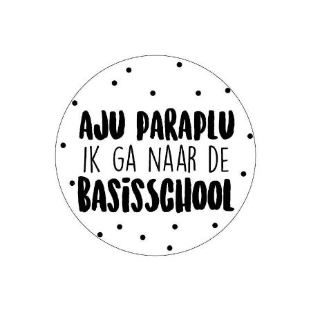 school sticker wensetiket / sluitsticker - rond 40mm - Aju paraplu ik ga naar de basisschool