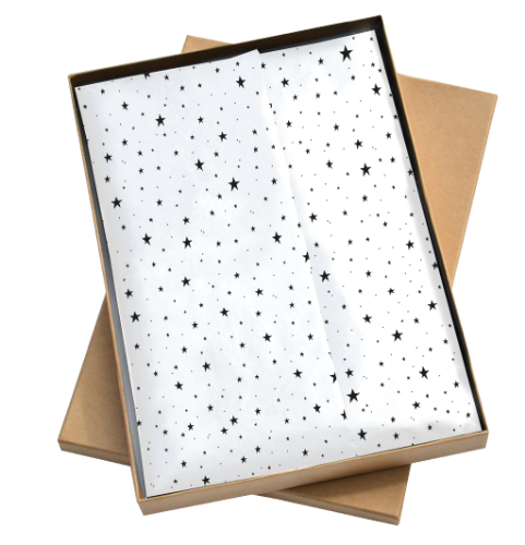 Zijde vloeipapier - Little stars zwart 50x70cm Zijde vloeipapier - Little stars zwart 50x70cm