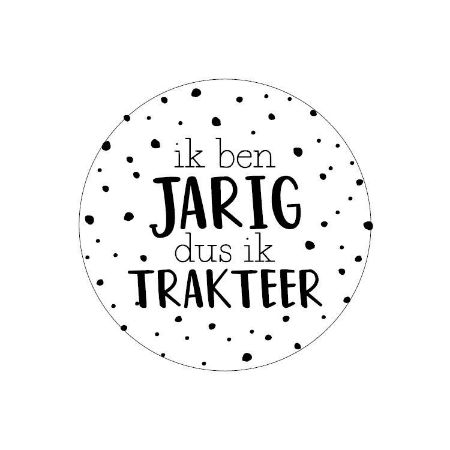 Sticker rond 40mm - Ik ben jarig dus ik trakteer 250p/r