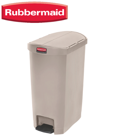 Rubbermaid Slim Jim End Step pedaalemmer 50ltr - Beige