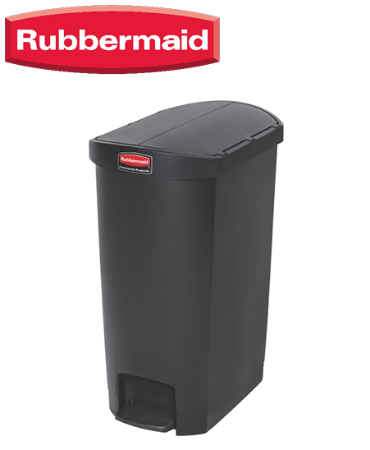 Rubbermaid Slim Jim End Step pedaalemmer 50ltr - Zwart