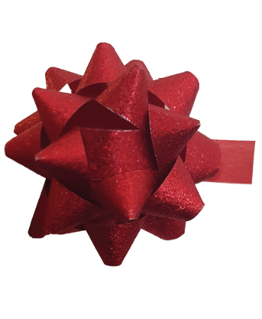 Starbows met plakker - Rood Glitter 10mm x D50