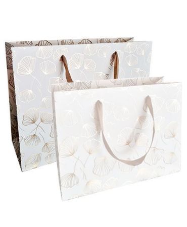 KP® Luxe papieren draagtas 32+12x25cm - Celebrate Nature Wit/Goud