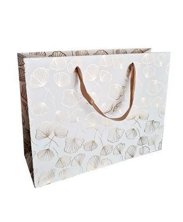 KP® Luxe papieren draagtas 32+12x25cm - Celebrate Nature Wit/Goud