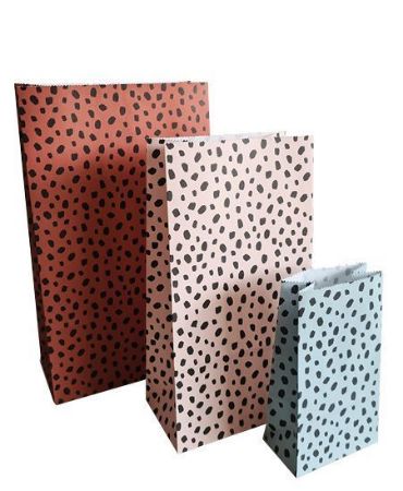 KP® Kraft papieren zakken - 101 Dots blauw 9x5x16cm