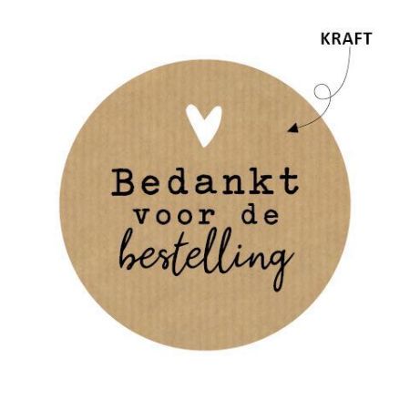 Sticker kraft rond 50mm - Bedankt voor de bestelling 250p/r