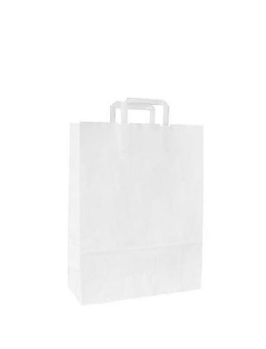 Papieren tasjes, platte handgreep 18+9x22cm - Wit Papieren tasjes, platte handgreep 18+9x22cm - Wit