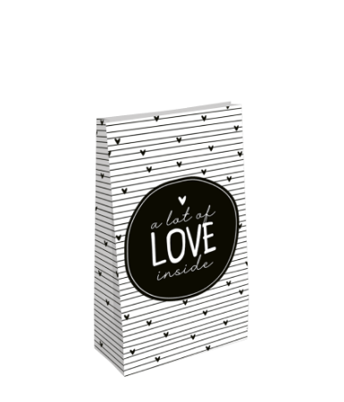 KP® Kraft papieren zakken - A lot of love inside 14x8x26cm