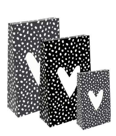 KP® Kraft papieren zakken - Hartje 101 Dots 14x8x26cm