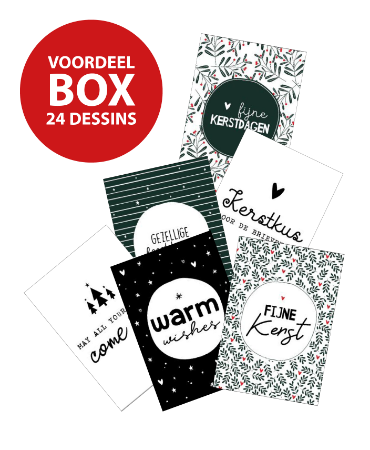 Afbeeldingen van KP® Voordeelbox - Wenskaarten Assorti Feestdagen - 24 verschillende dessins