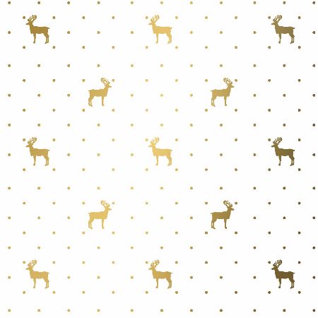 Afbeeldingen van Coated cadeaupapier 30cm 200m - Du Monde Reindeer Gold