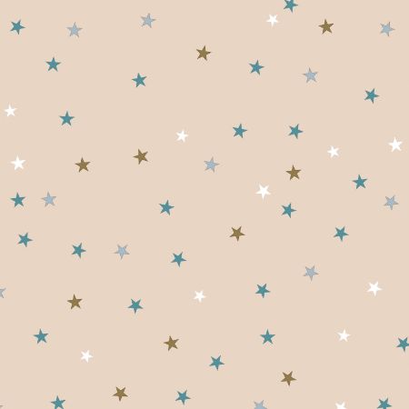 Afbeeldingen van Coated cadeaupapier 50cm 200m - Stars creme