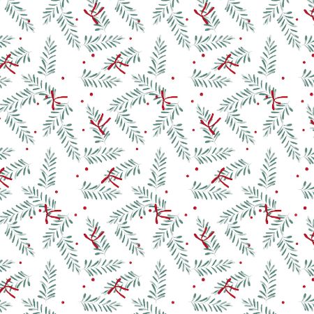 Afbeeldingen van Coated cadeaupapier 40cm 200m - Pine luxe green red