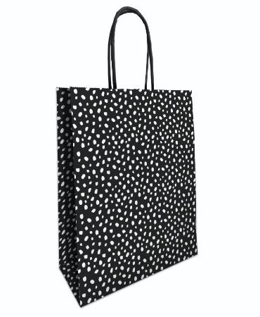 KP® Papieren tasjes - 101 Dots zwart/wit 26+12x35 cm