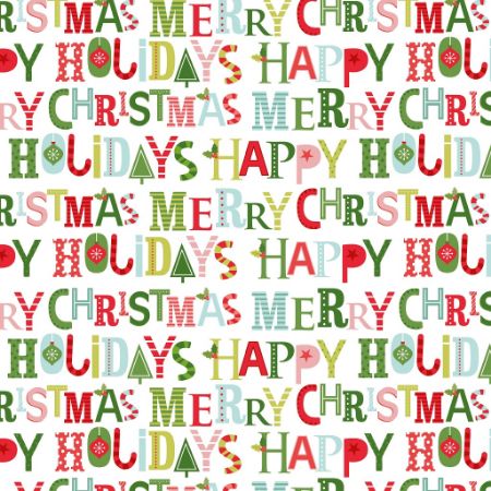 Afbeeldingen van Coated cadeaupapier 30cm 200m - Kids merry xmas letters