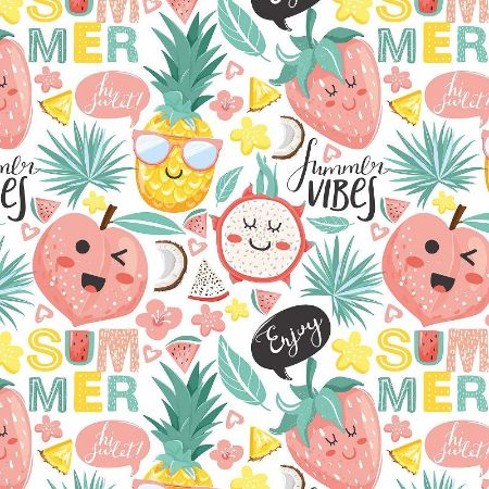 Afbeeldingen van Coated cadeaupapier 200m - Summer Vibes