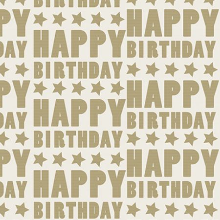 Afbeeldingen van Kraft cadeaupapier 70cm 250m - Happy Birthday Stars White Craft