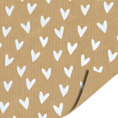 KP® Kraft cadeaupapier 100m - Hartjes voor jou valentijn, moederdag, hartjes, hartje voor jou, kraft papier
