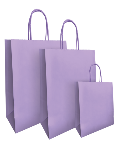 Papieren tassen, Gedraaide handvat 26+12x35cm - Lila papieren tas, krafttas, kraft tas, kraft papieren tas