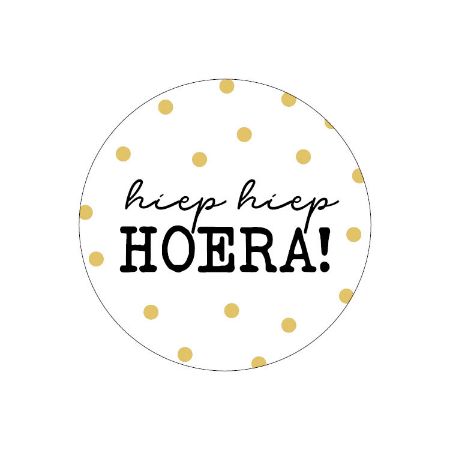 Sticker rond 40mm - Hiep Hiep Hoera 250p/r