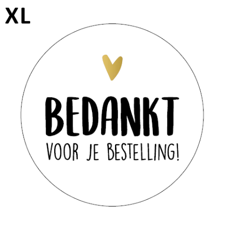 Sticker rond 65mm - Bedankt voor je bestelling! wit 250p/r