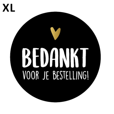 Sticker rond 65mm - Bedankt voor je bestelling! zwart 250p/r