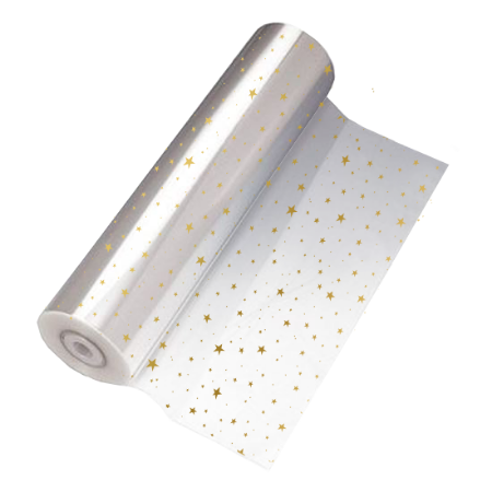 Afbeeldingen van Cellofaan Little Stars goud 20cm - 100m