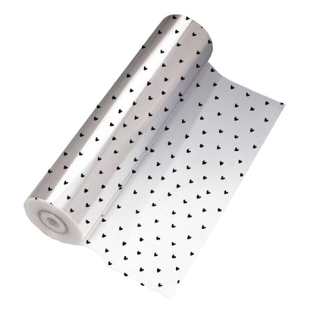 Afbeeldingen van Cellofaan Hartjes zwart 70cm - 100m