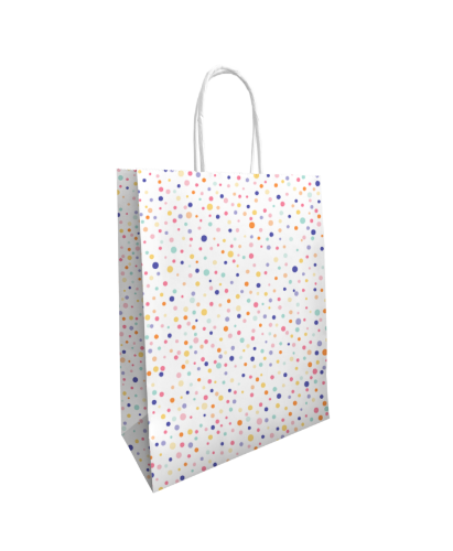 KP® Papieren tasjes - Confetti Feest Multicolor 22+10x31cm 50st papieren draagtas, kraft tas, bedrukte tas