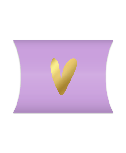 KP® Gondeldoosjes - Hartje Lila/Goud - 25 stuks gondeldoosje, pillowbag, pillow bag, geschenkverpakking, geschenkdoosje