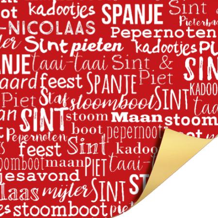 Afbeeldingen van Coated papier 50cm 100m - Letters van de Sint Rood/Wit AZ Goud