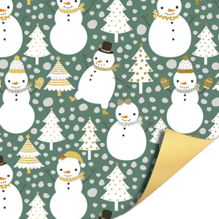 Afbeeldingen van Coated papier 40cm 100m - Little Snowman AZ Goud