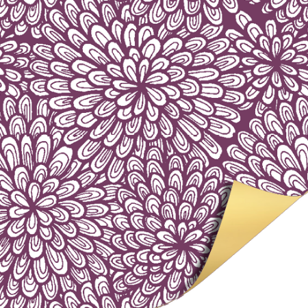 Afbeeldingen van Coated papier 50cm 100m - Luxury Flowers Mauve Gold