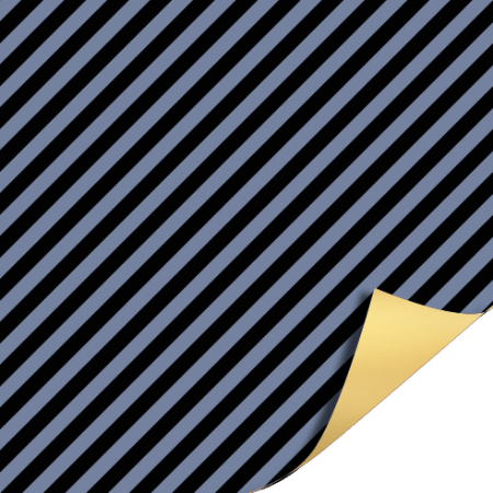 Afbeeldingen van Coated papier 40cm 100m - Stripes Denim/Black AZ Goud