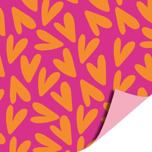 Coated papier 100m - Lovely hearts AZ Pink inpakpapier, cadeaupapier, geschenkpapier, kadopapier