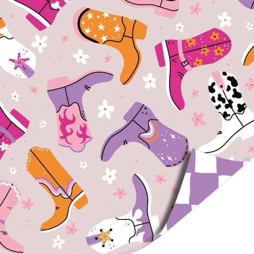 Coated papier 100m - Lucky boots inpakpapier, cadeaupapier, geschenkpapier, kadopapier