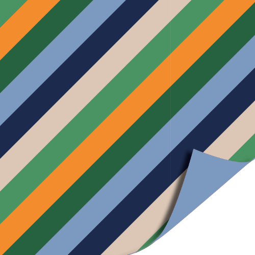 Coated papier 100m - Stripes Blue/Green inpakpapier, cadeaupapier, geschenkpapier, kadopapier