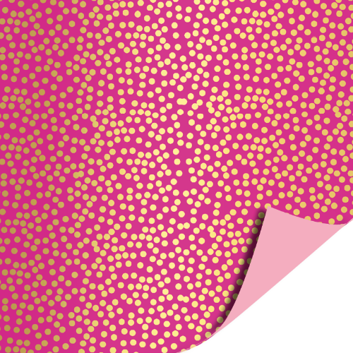 Coated papier 100m - Minidots Pink AZ Uni Pink inpakpapier, cadeaupapier, geschenkpapier, kadopapier