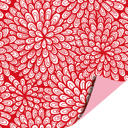 Afbeeldingen van Coated papier 50cm 100m - Luxury Flowers Red AZ Uni Pink