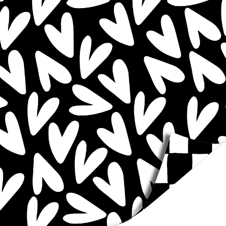 Afbeeldingen van Coated papier 30cm 100m - Lovely hearts Zwart/wit