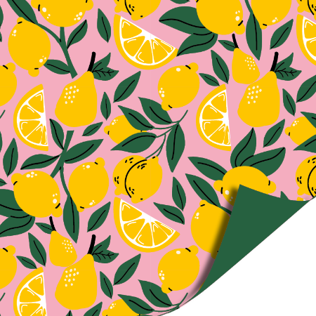 Afbeeldingen van Coated papier 30cm 100m - Lovely Lemons AZ Green