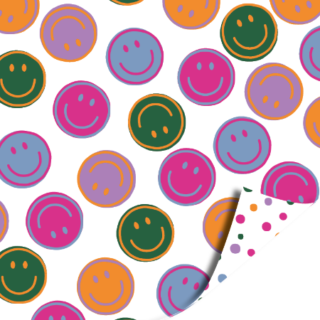 Afbeeldingen van Coated papier 50cm 100m - Smiley AZ Confetti feest