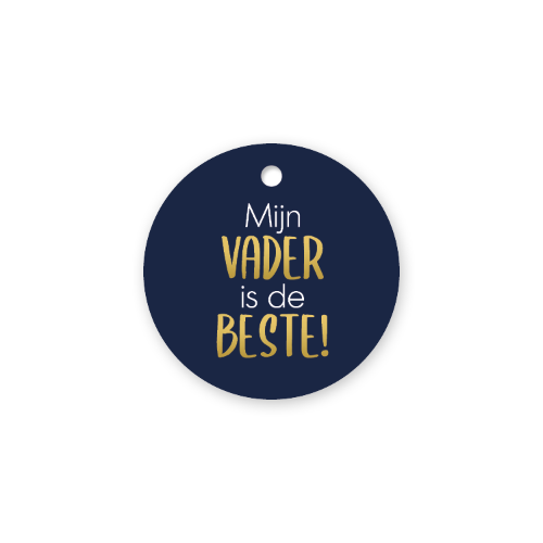 KP® Cadeaulabel - Mijn vader is de beste - D60mm cadeaulabel, kaartjes, kaartje, mini kaartje